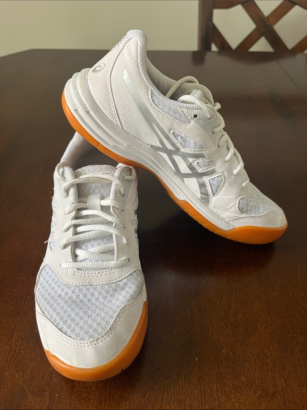 ASICS Women's White Athletic Shoes with Orange Outsole